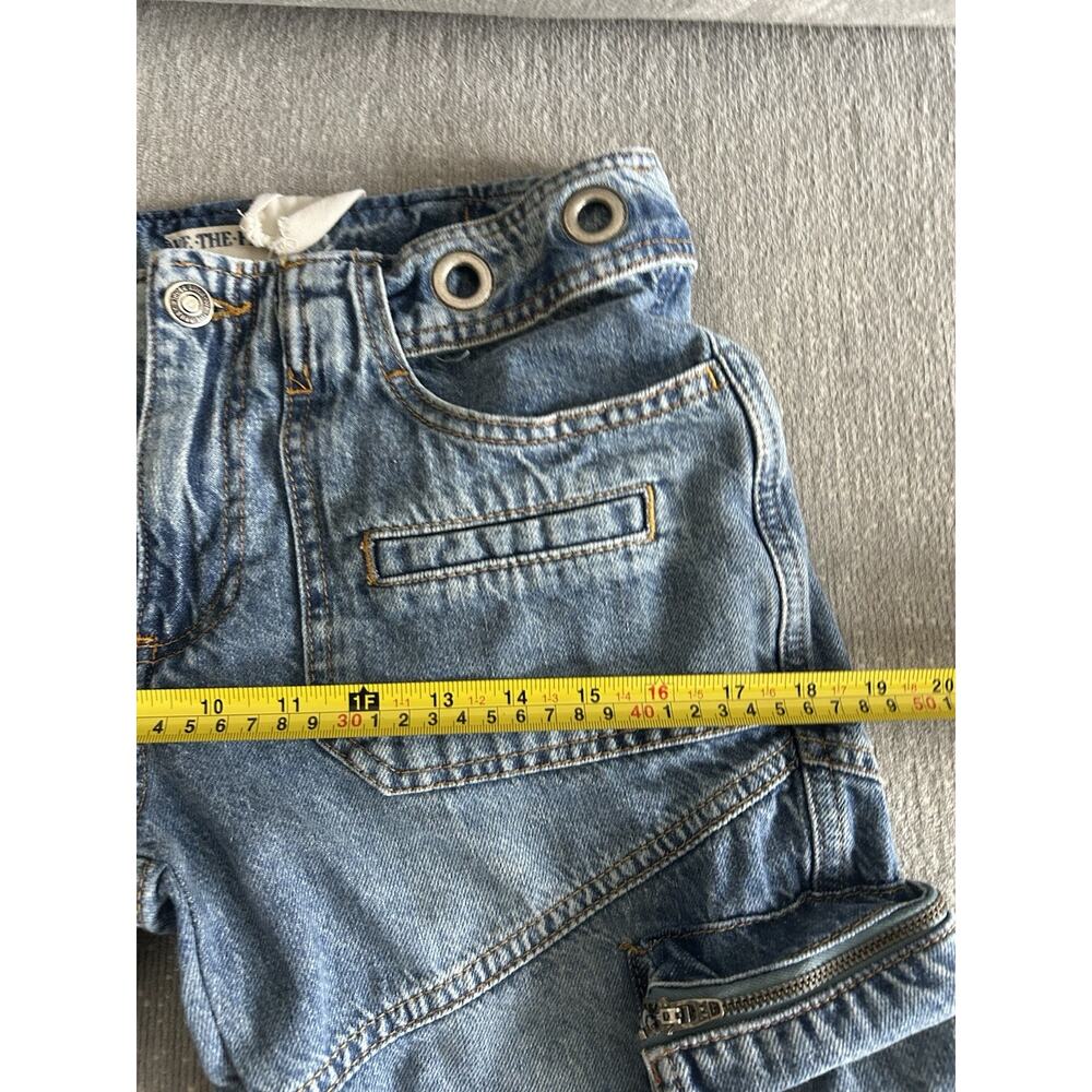 Free People Call Me Crazy Cargo Jeans 26 We The Free Grommet Waist Blue - Picture 15 of 16